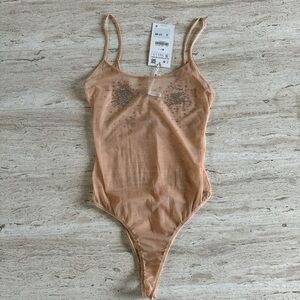 Zara sheer bodysuit with diamond detailing